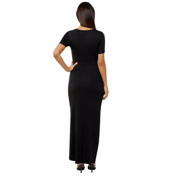 A Pea In The Pod Maternity Maxi Dress Women's‎ LARGE Black Short-Sleeve NEW - Picture 12 of 13